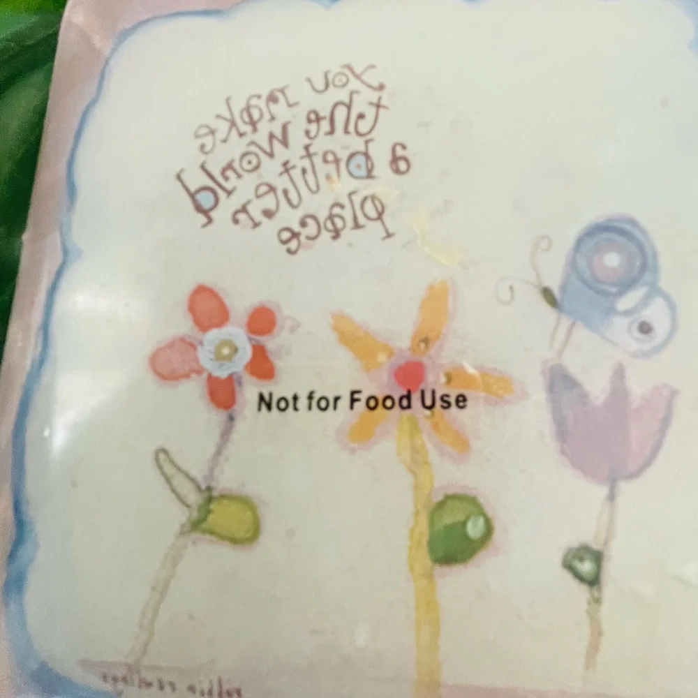 Natural Life Glass Trinket Tray “You make the world a better place” floral